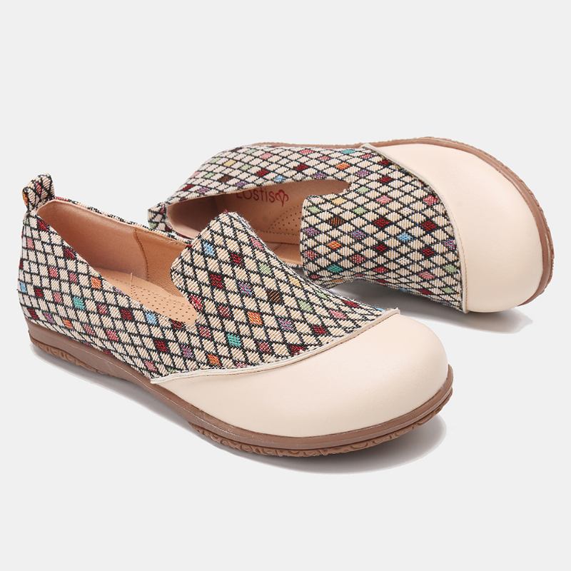 Kvinnor Skarvmönster Closed Toe Loafers Slip On Casual Flats