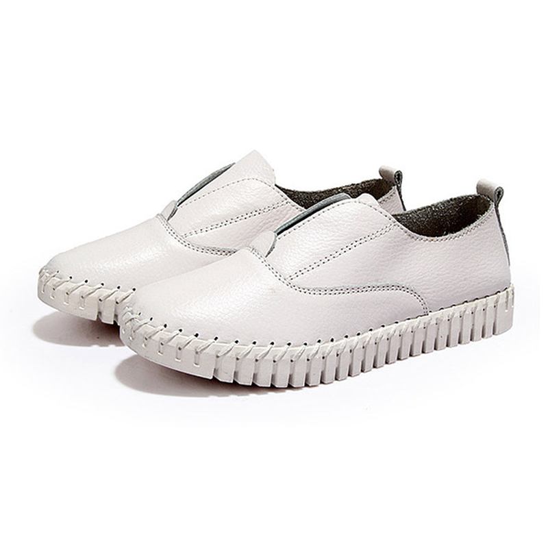 Kvinnor Spring Casual Flats Spetsiga Tå Mjuk Sula Skor Slip On Flat Loafers