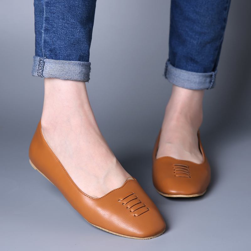 Kvinnor Square Toe Lättvikts Slip On Loafers