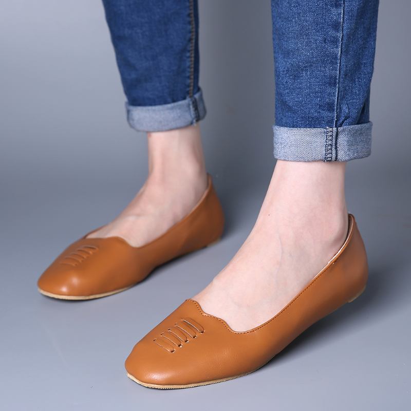 Kvinnor Square Toe Lättvikts Slip On Loafers