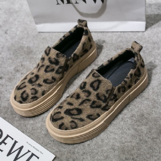 Kvinnor Stor Leopard Mocka Halkbeständig Casual Flats