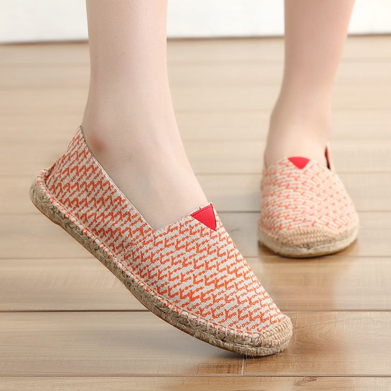 Kvinnor Stor Storlek Enfärgad Slip-on Espadrilles Fisherman Flat Shoes