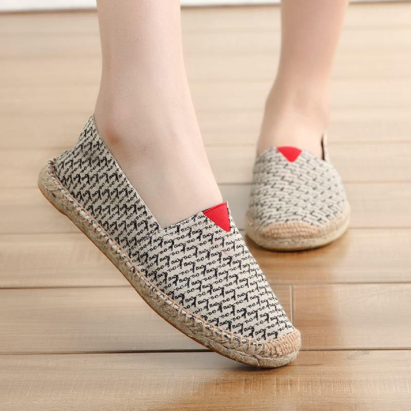 Kvinnor Stor Storlek Enfärgad Slip-on Espadrilles Fisherman Flat Shoes