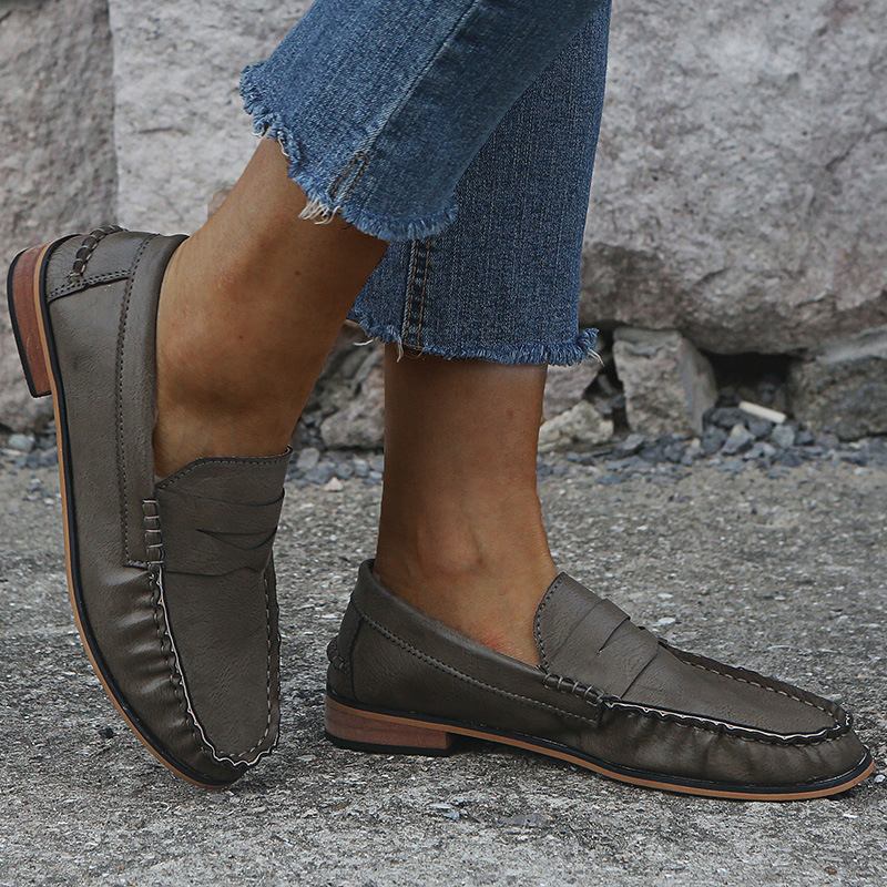 Kvinnor Stor Storlek Soild Slip On Casual Flats Loafers