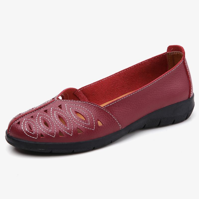 Kvinnor Syr Blomma Ihåliga Halkfria Casual Slip On Loafers