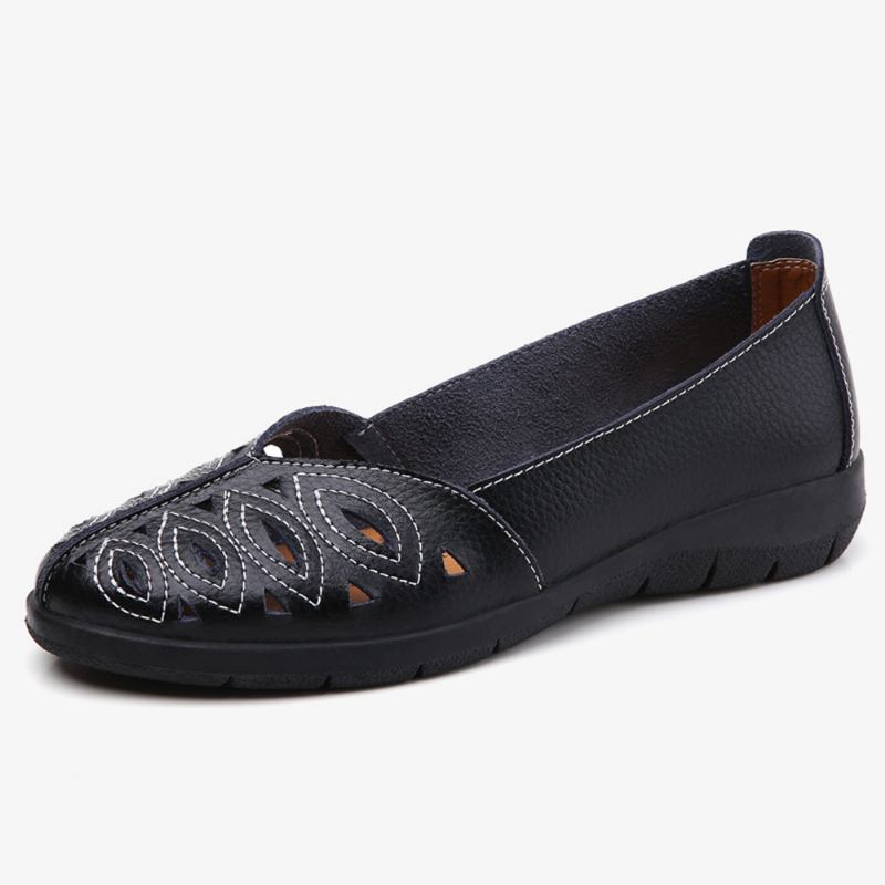 Kvinnor Syr Blomma Ihåliga Halkfria Casual Slip On Loafers