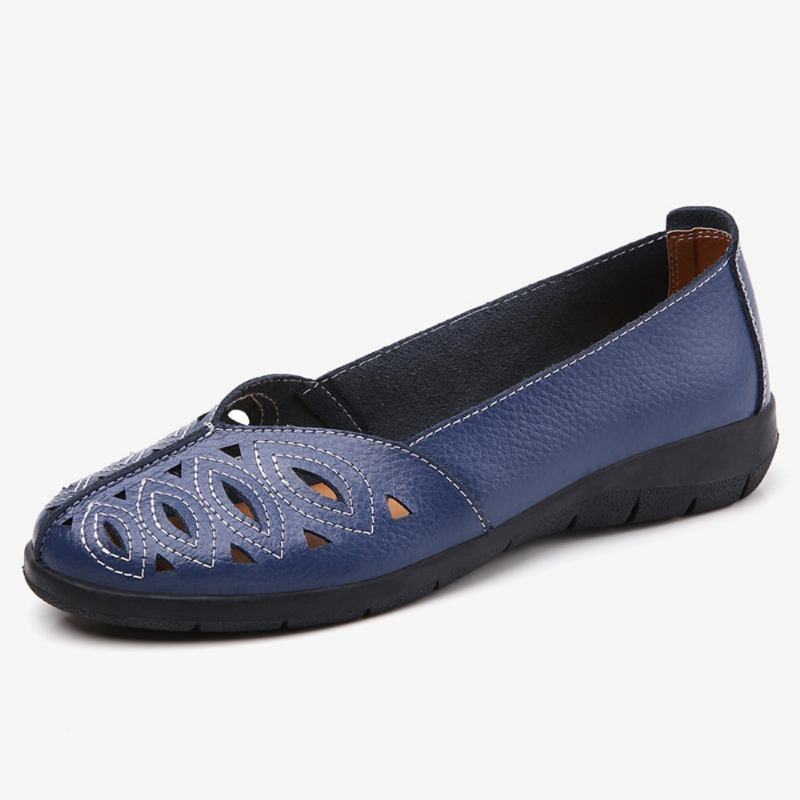 Kvinnor Syr Blomma Ihåliga Halkfria Casual Slip On Loafers