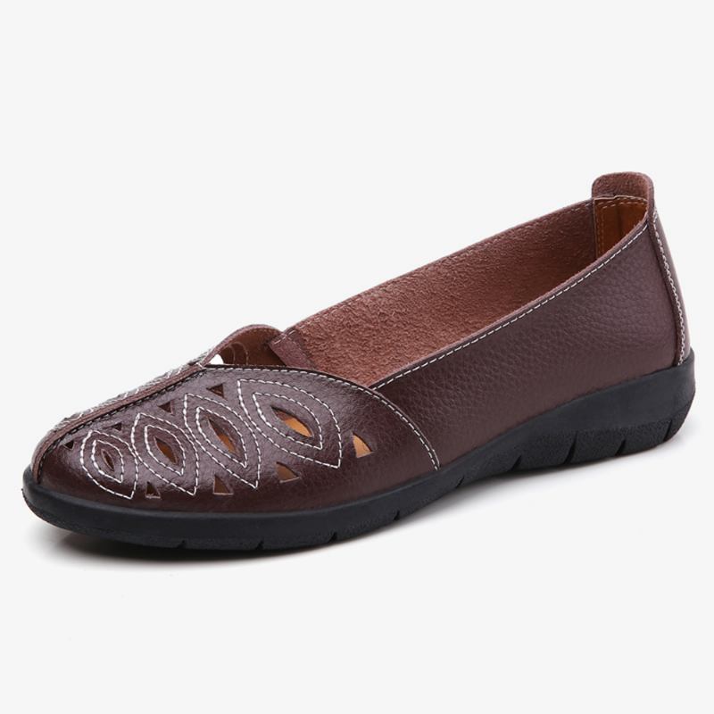 Kvinnor Syr Blomma Ihåliga Halkfria Casual Slip On Loafers