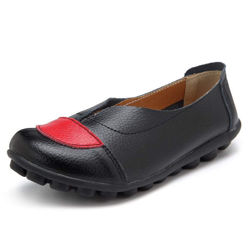 Kvinnor V-formade Sömmar Läder Casual Flat Loafers Skor