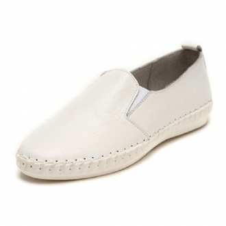 Kvinnor Våren Casual Flat Shoes Slip On Loafers Mjuk Botten Läder Flat Shoes