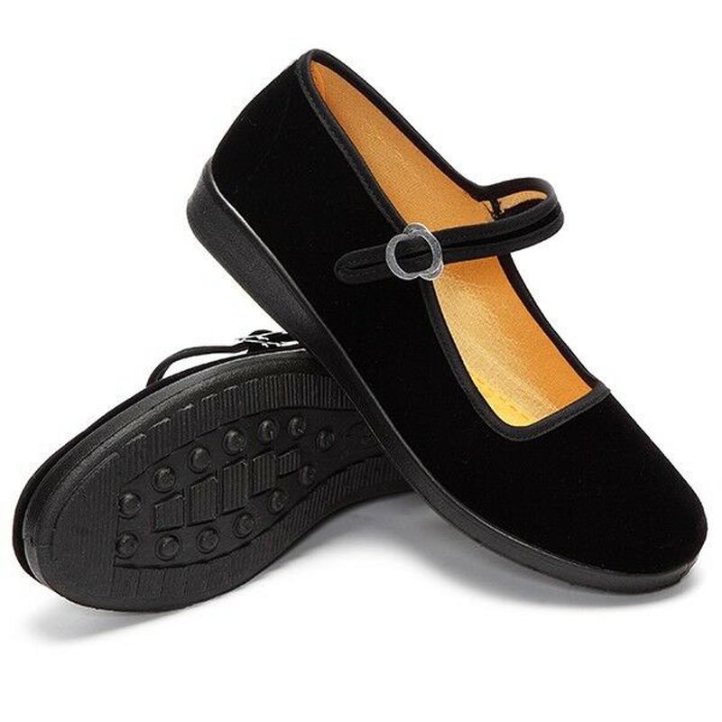 Kvinnors Kinesisk Stil Enfärgad Bomullssula Spänne Casual Flats