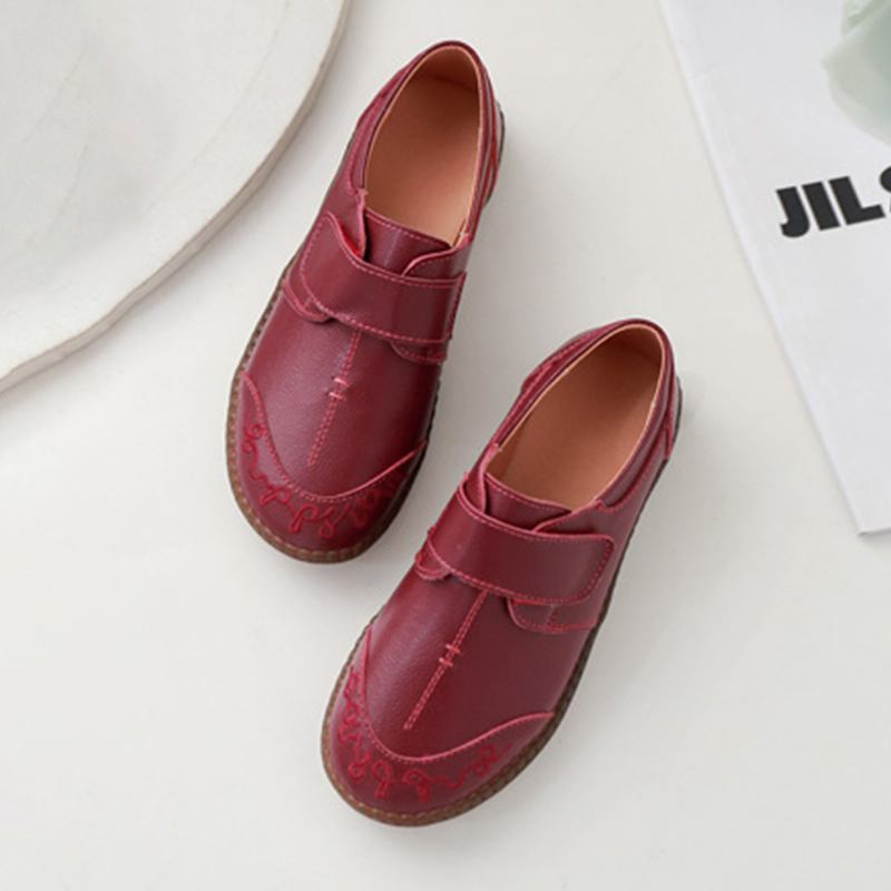 Kvinnors Kort Kohud Läder Mjuk Sula Halkfri Flats Casual Shoes