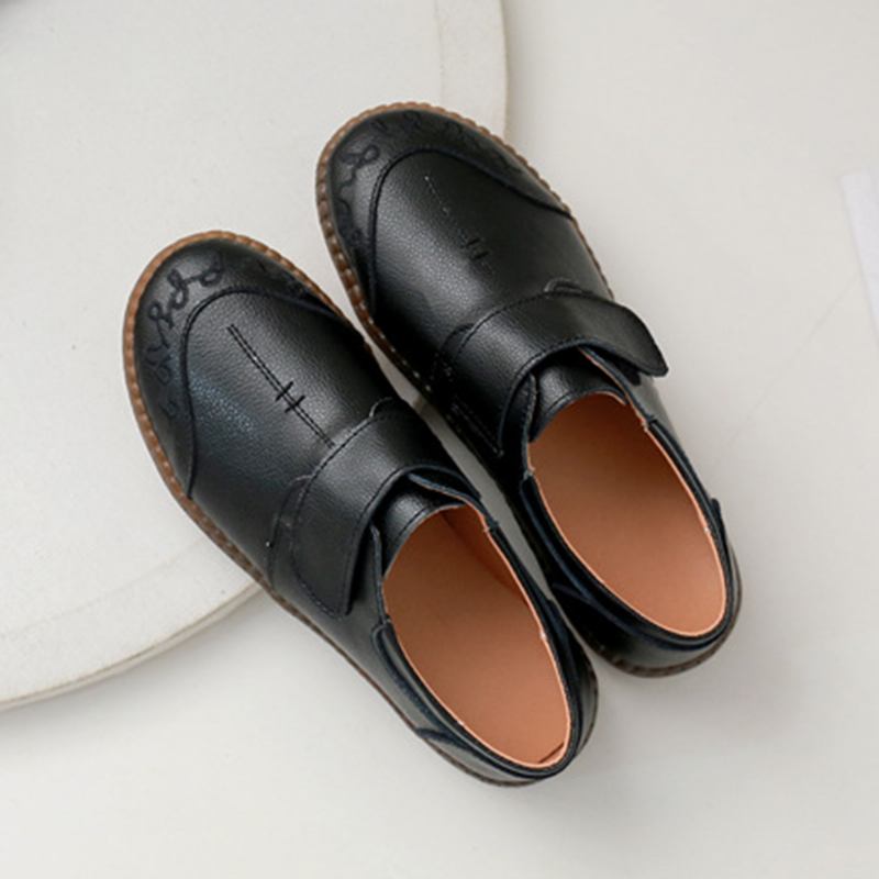 Kvinnors Kort Kohud Läder Mjuk Sula Halkfri Flats Casual Shoes