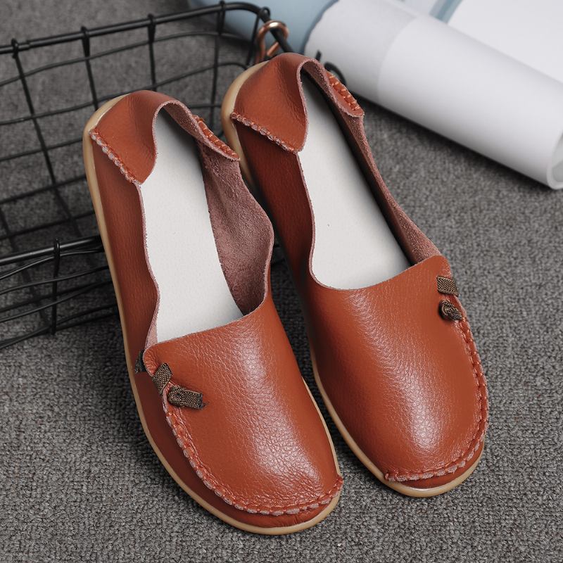 Large Size Mjukt Läder Multi-way Flat Loafers För Kvinnor