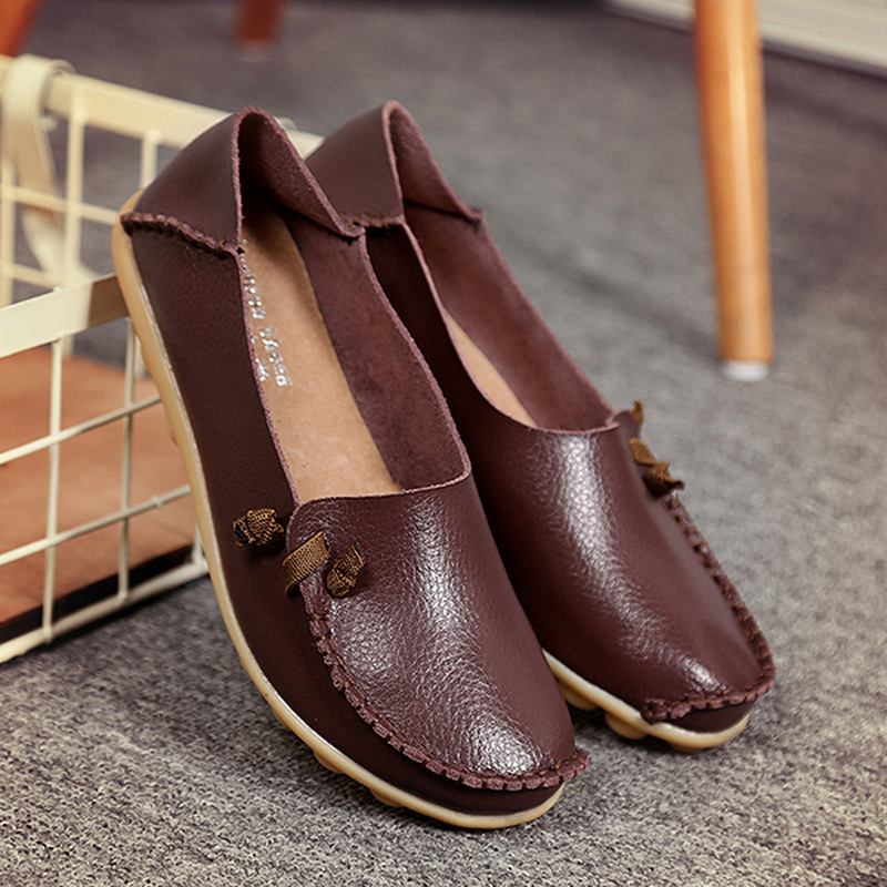 Large Size Mjukt Läder Multi-way Flat Loafers För Kvinnor