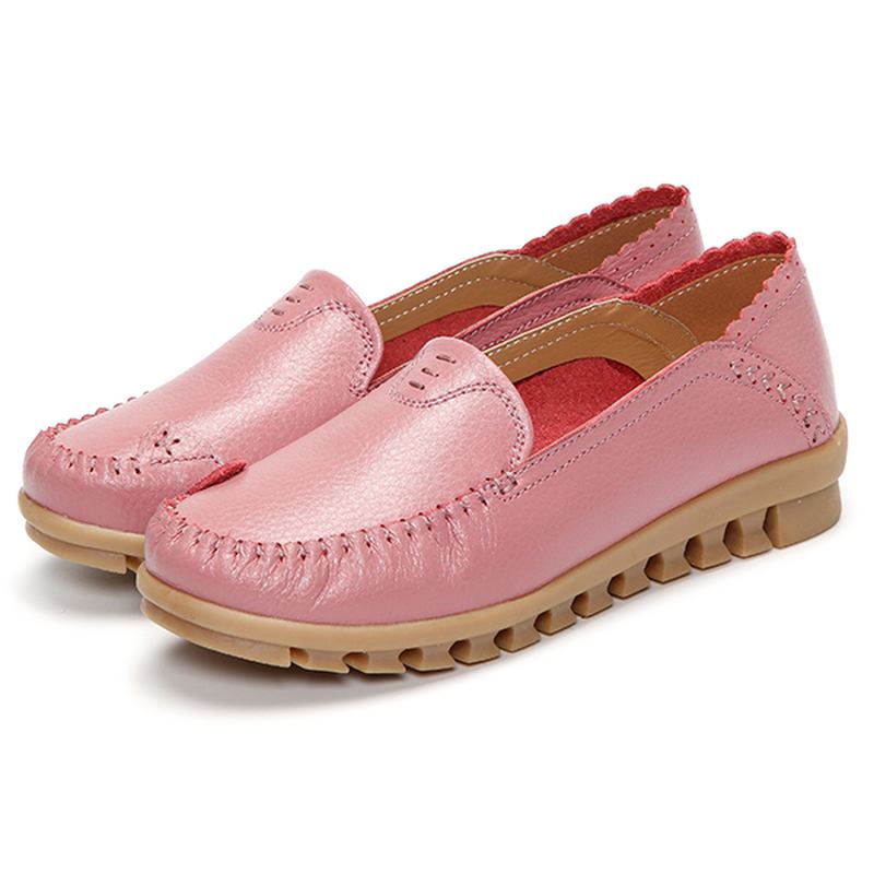 Mjuk Gummisula Rund Tå Ren Färg Slip On Flat Loafers