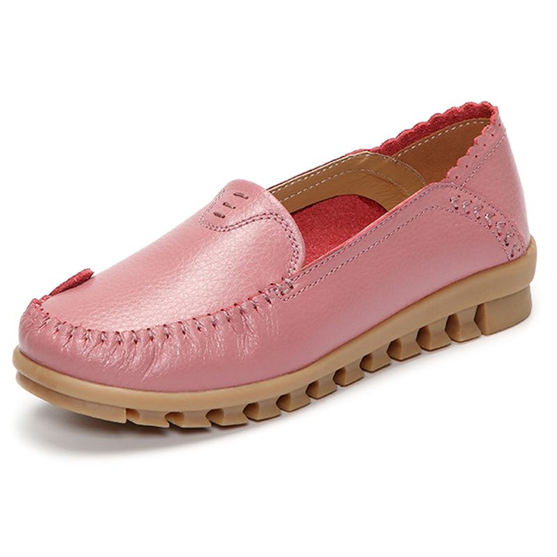 Mjuk Gummisula Rund Tå Ren Färg Slip On Flat Loafers