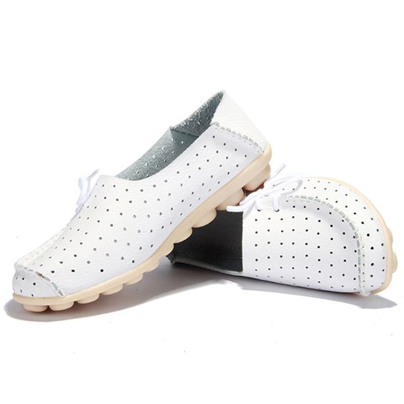 Nya Kvinnor Flats Mjuk Bekväm Snörning Casual Mode Flat Loafers Skor