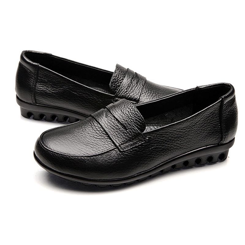 Nya Kvinnor Mjuk Casual Bekväma Flats Loafers Slip-on Mode Runda Tå Flats Skor