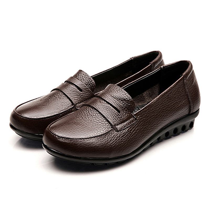 Nya Kvinnor Mjuk Casual Bekväma Flats Loafers Slip-on Mode Runda Tå Flats Skor