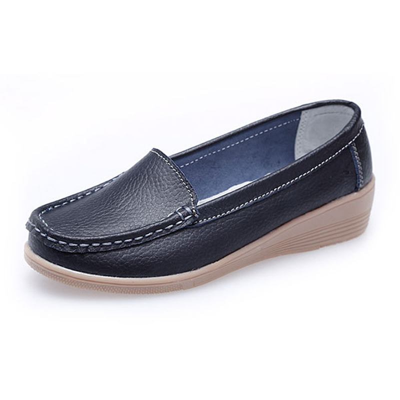 Nya Kvinnor Mode Casual Andas Bekväma Slip-on Kil Klack Platta Skor