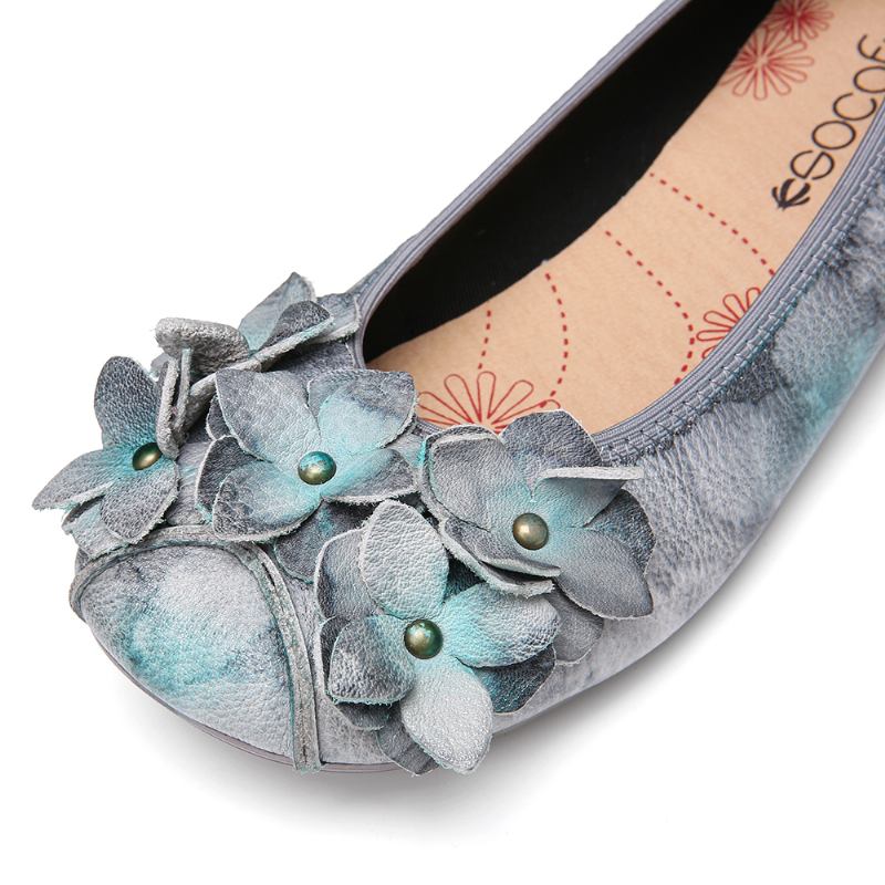 Retro Flowers Decor Tie-dyed Mjuk Sula Slip On Soft Flat Shoes