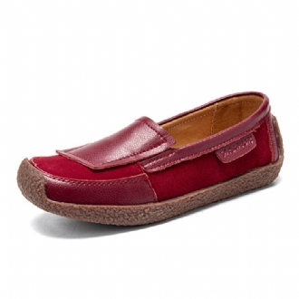 Skarvning Av Läder För Kvinnor Soft Slip On Flat Loafers