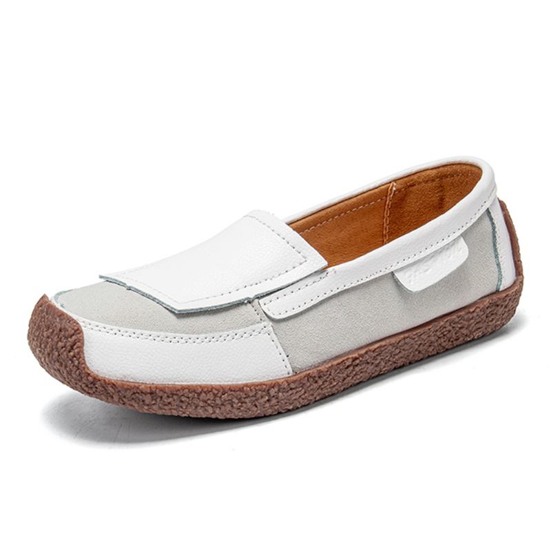 Skarvning Av Läder För Kvinnor Soft Slip On Flat Loafers