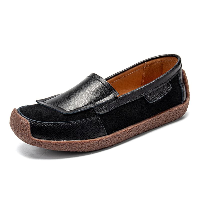 Skarvning Av Läder För Kvinnor Soft Slip On Flat Loafers