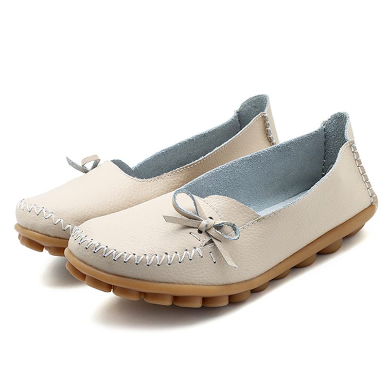 Större Storlek Dam Casual Shoe Läder Flat Loafers