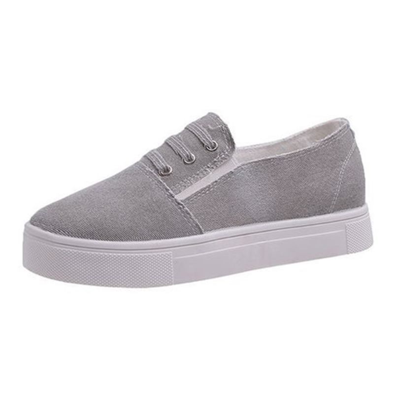 Stor Storlek Dam Elastiskt Band Loafers Canvas Dam Flats