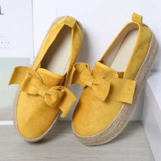 Stor Storlek Kvinnor Casual Butterfly Knot Straw Platform Loafers