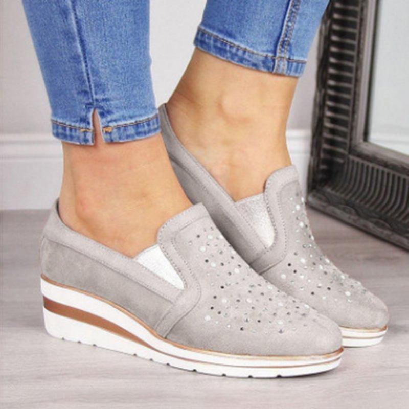 Stor Storlek Kvinnor Casual Spetsig Tå Hollow Slip On Wedges Loafers