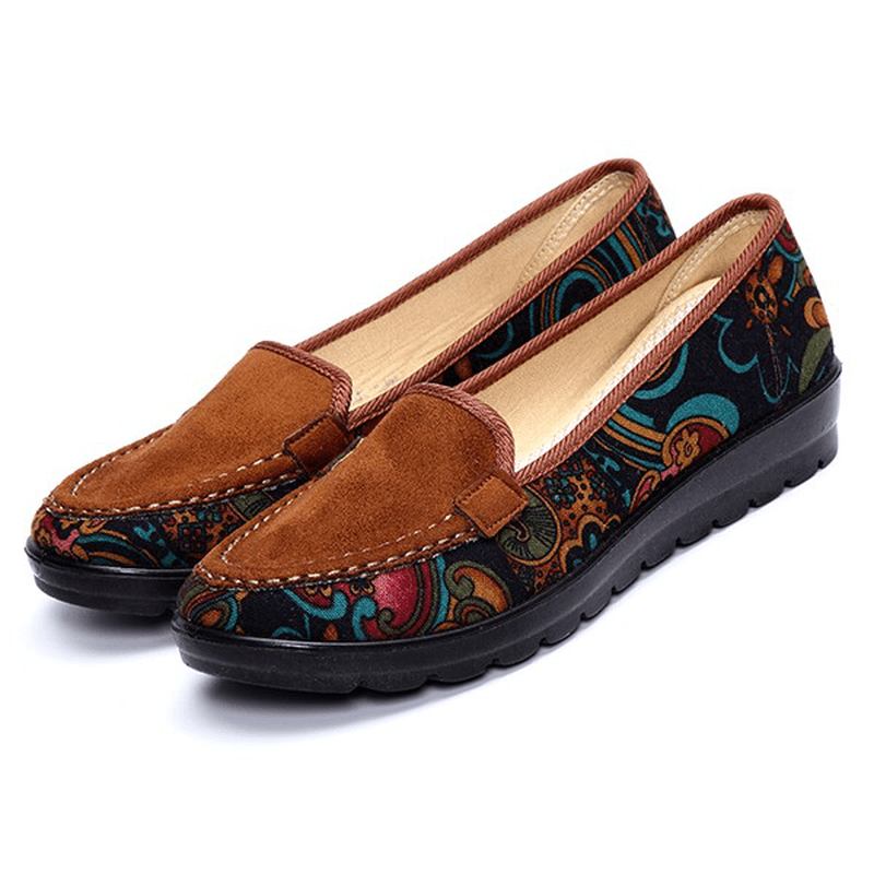 Stora Kvinnor Casual Flat Loafers Slip-on Andas Skor Mjuk Sula Skor