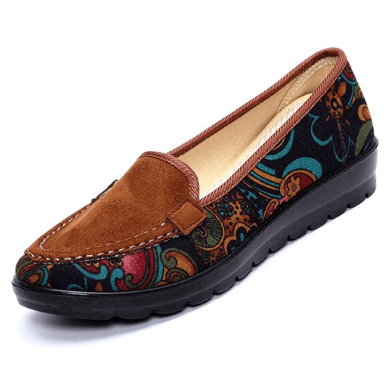 Stora Kvinnor Casual Flat Loafers Slip-on Andas Skor Mjuk Sula Skor