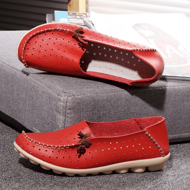 Stora Kvinnor Casual Flat Shoes Slip On Ballerina Flats Hollow Out Flat Loafers