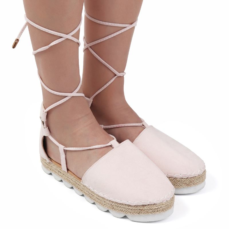 Strappy Espadrilles För Kvinnor Plus Storlek Casual Enfärgade Sommarplattformssandaler