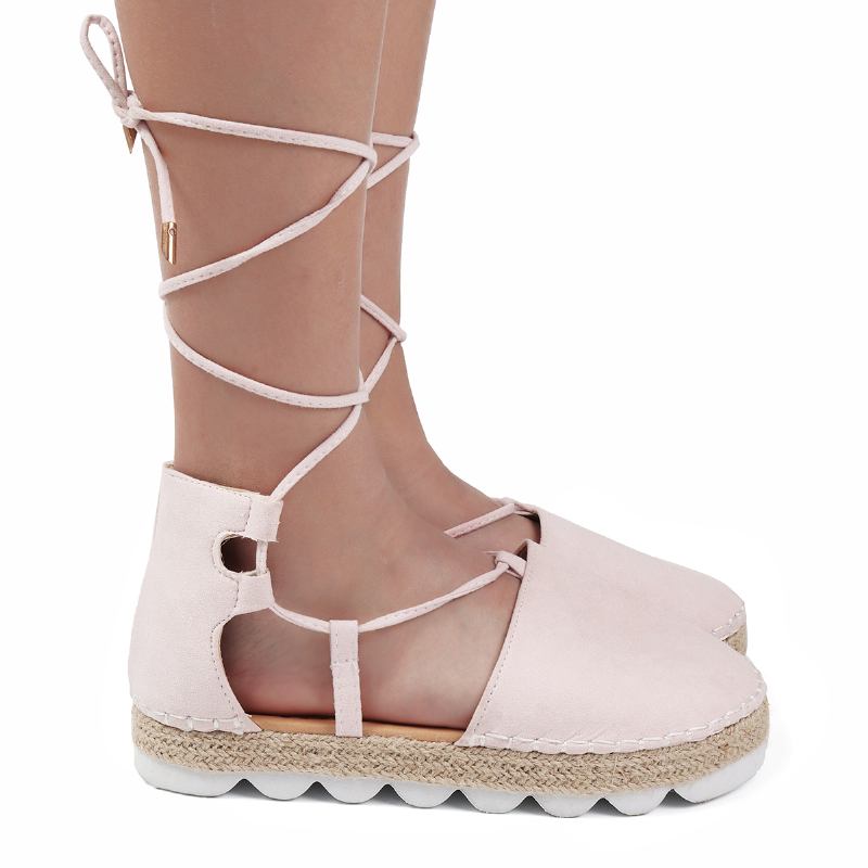 Strappy Espadrilles För Kvinnor Plus Storlek Casual Enfärgade Sommarplattformssandaler