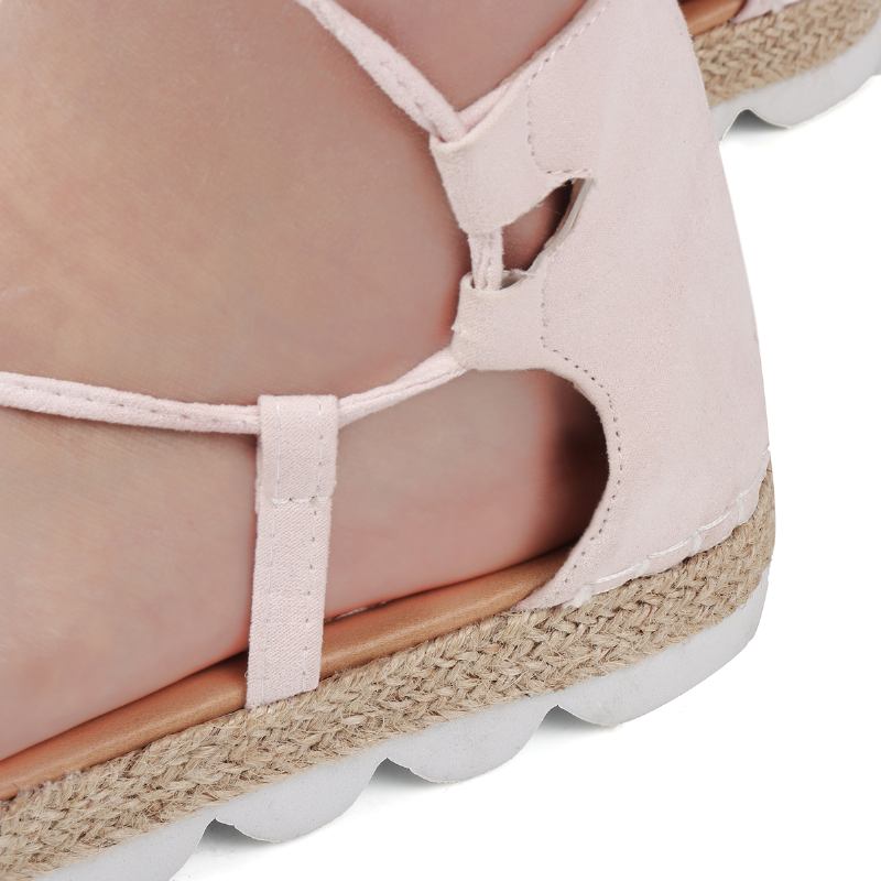 Strappy Espadrilles För Kvinnor Plus Storlek Casual Enfärgade Sommarplattformssandaler