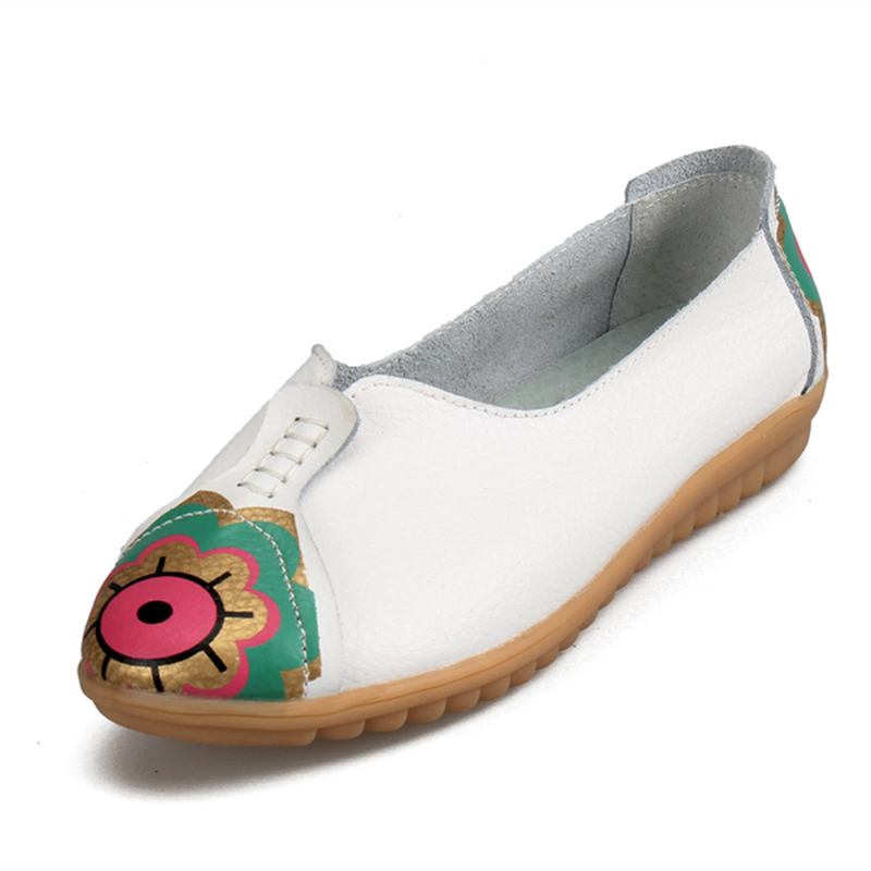 Sun Eye Blommor Pattern Mjukt Läder Slip-ons Lazy Driving Flat Loafers