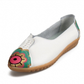 Sun Eye Blommor Pattern Mjukt Läder Slip-ons Lazy Driving Flat Loafers