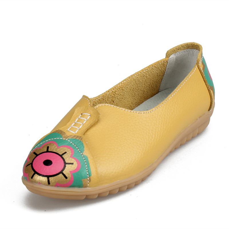 Sun Eye Blommor Pattern Mjukt Läder Slip-ons Lazy Driving Flat Loafers