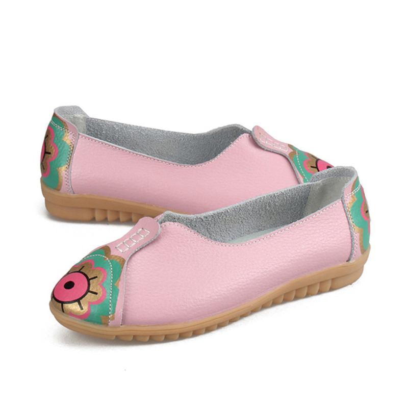 Sun Eye Blommor Pattern Mjukt Läder Slip-ons Lazy Driving Flat Loafers