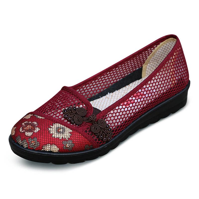 Usa Storlek 5-11 Kvinnor Sommar Fritid Chic Skor Andas Slip-on Mesh Svettabsorption Flats Skor