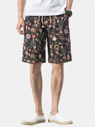 Bomull Herr Blommönster Pocket Dragsko Casual Shorts