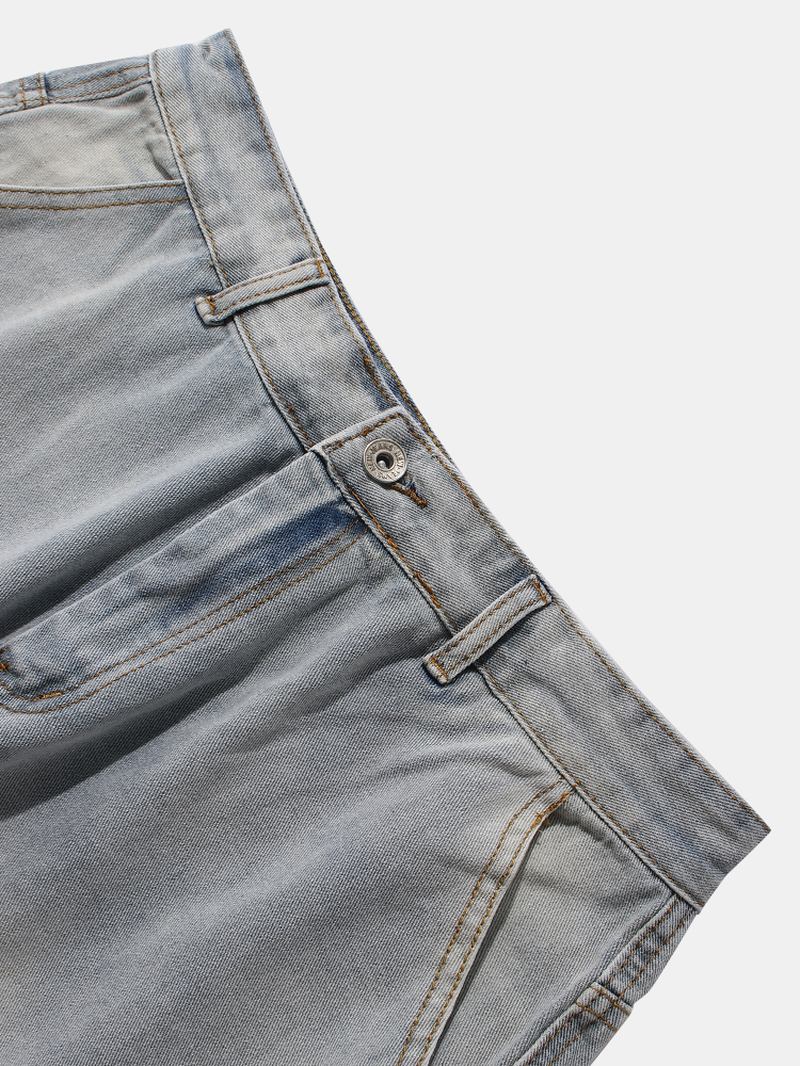 Casual Håldesignade Jeansshorts För Män