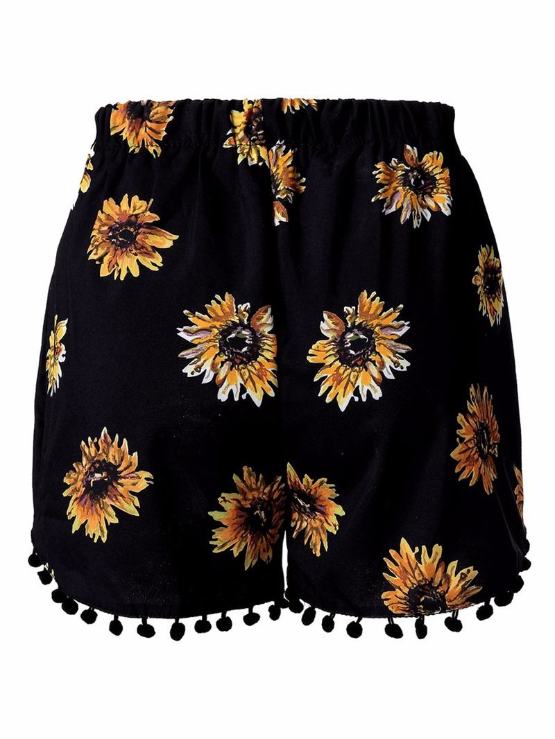 Damer Elastiska Hög Midja Sunflower Med Tryck Shorts Casual Beach Shorts