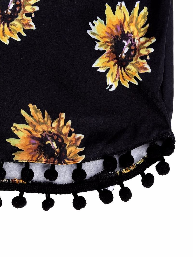 Damer Elastiska Hög Midja Sunflower Med Tryck Shorts Casual Beach Shorts