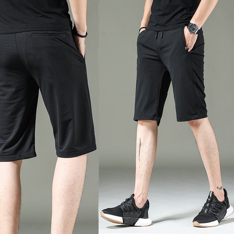 Elastiska Byxor Manliga Hög Elastiska Ihåliga Siden Fem Punkter Casual Shorts