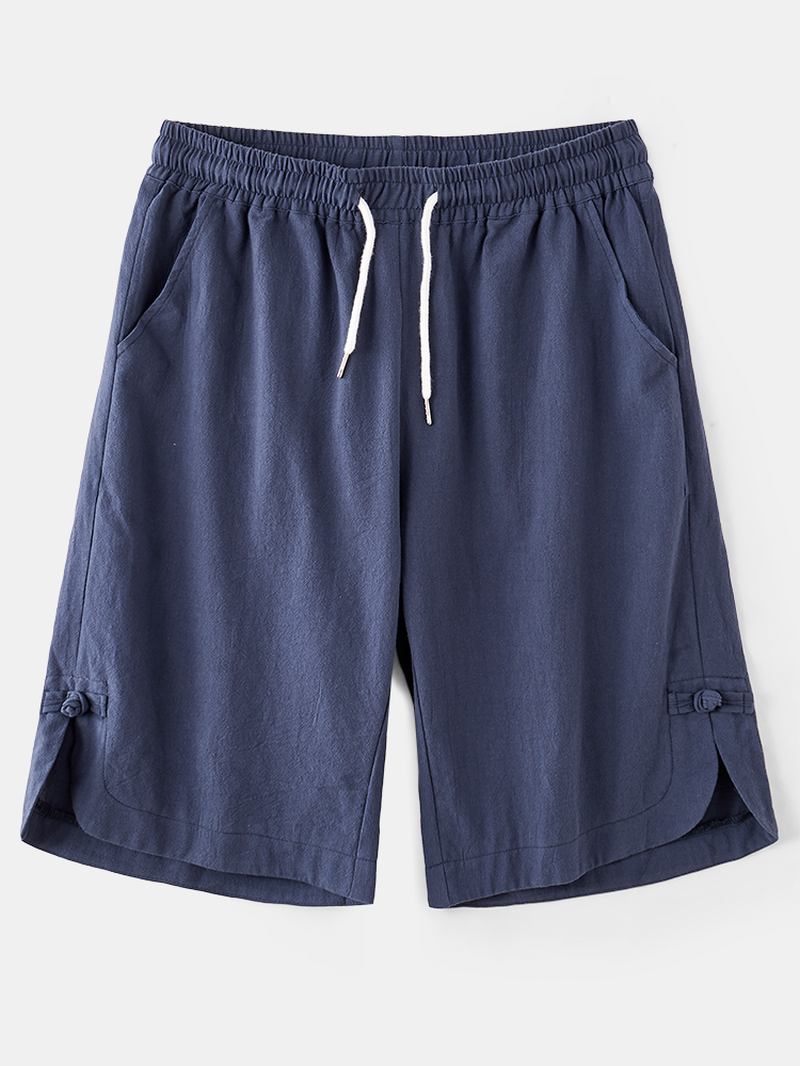 Herr 100% Bomull Andas Sommar Baggy Lösa Casual Shorts Med Dragsko